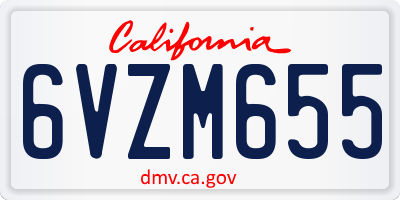 CA license plate 6VZM655