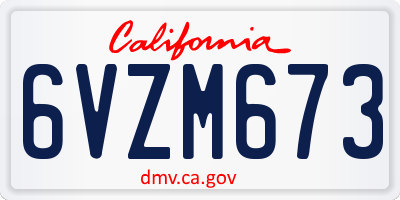 CA license plate 6VZM673