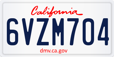 CA license plate 6VZM704