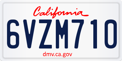 CA license plate 6VZM710