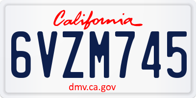 CA license plate 6VZM745