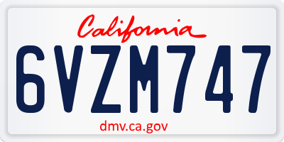 CA license plate 6VZM747