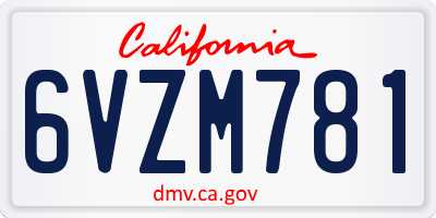 CA license plate 6VZM781