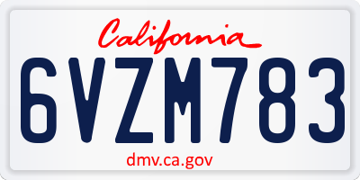 CA license plate 6VZM783