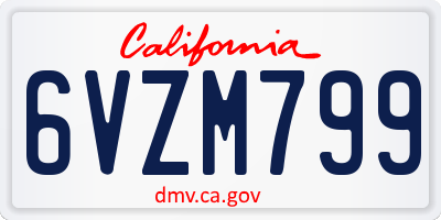 CA license plate 6VZM799