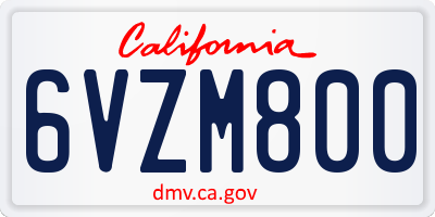 CA license plate 6VZM800