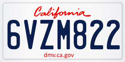 CA license plate 6VZM822
