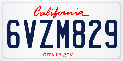 CA license plate 6VZM829