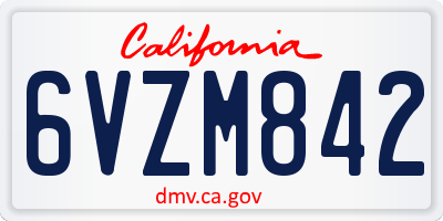 CA license plate 6VZM842