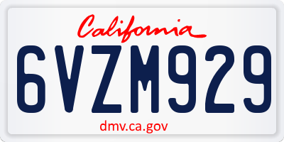 CA license plate 6VZM929