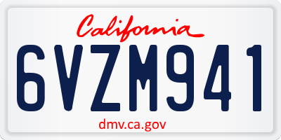 CA license plate 6VZM941