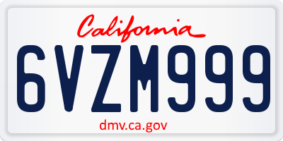 CA license plate 6VZM999