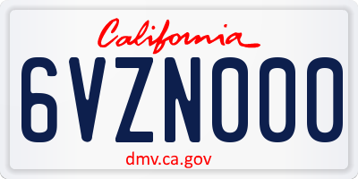 CA license plate 6VZN000