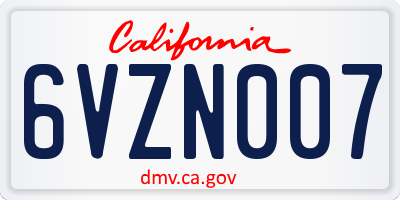 CA license plate 6VZN007