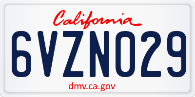 CA license plate 6VZN029