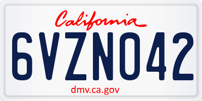 CA license plate 6VZN042