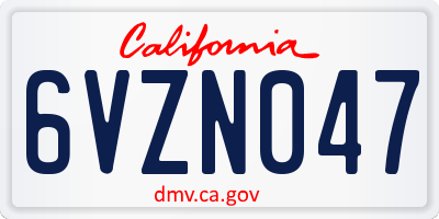CA license plate 6VZN047