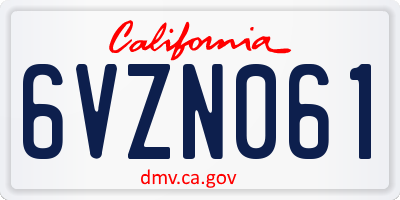 CA license plate 6VZN061