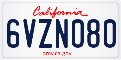 CA license plate 6VZN080