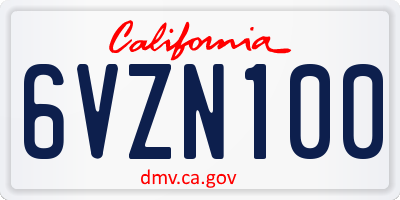 CA license plate 6VZN100