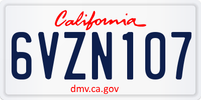 CA license plate 6VZN107