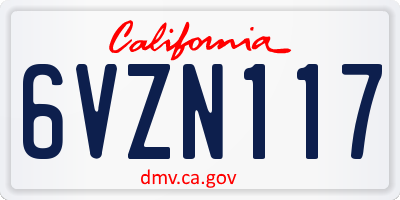 CA license plate 6VZN117