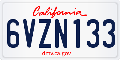 CA license plate 6VZN133
