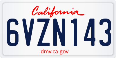CA license plate 6VZN143