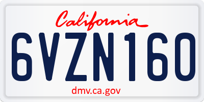 CA license plate 6VZN160