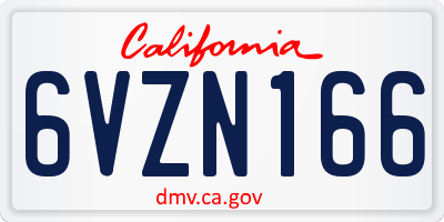 CA license plate 6VZN166