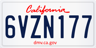 CA license plate 6VZN177
