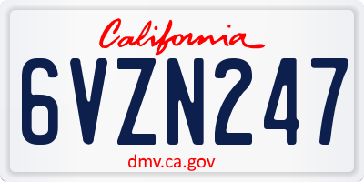 CA license plate 6VZN247