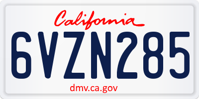 CA license plate 6VZN285