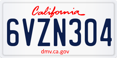 CA license plate 6VZN304