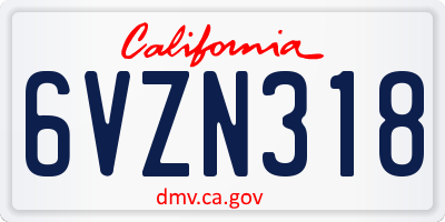 CA license plate 6VZN318