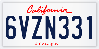 CA license plate 6VZN331