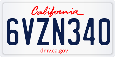 CA license plate 6VZN340
