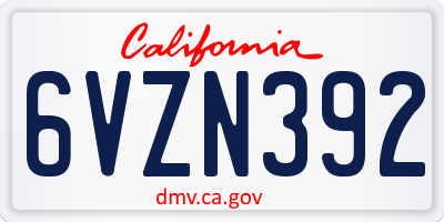 CA license plate 6VZN392