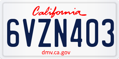 CA license plate 6VZN403