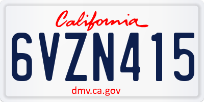 CA license plate 6VZN415