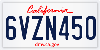 CA license plate 6VZN450