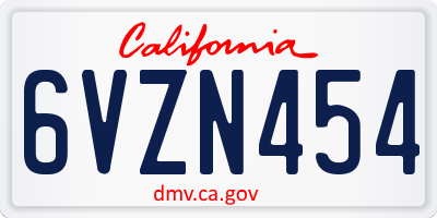 CA license plate 6VZN454