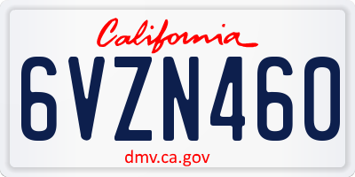 CA license plate 6VZN460