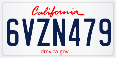 CA license plate 6VZN479