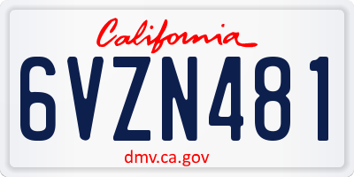CA license plate 6VZN481