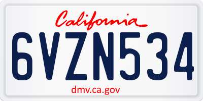 CA license plate 6VZN534