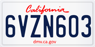 CA license plate 6VZN603
