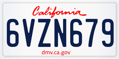 CA license plate 6VZN679
