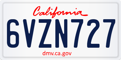 CA license plate 6VZN727