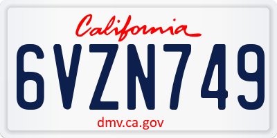 CA license plate 6VZN749